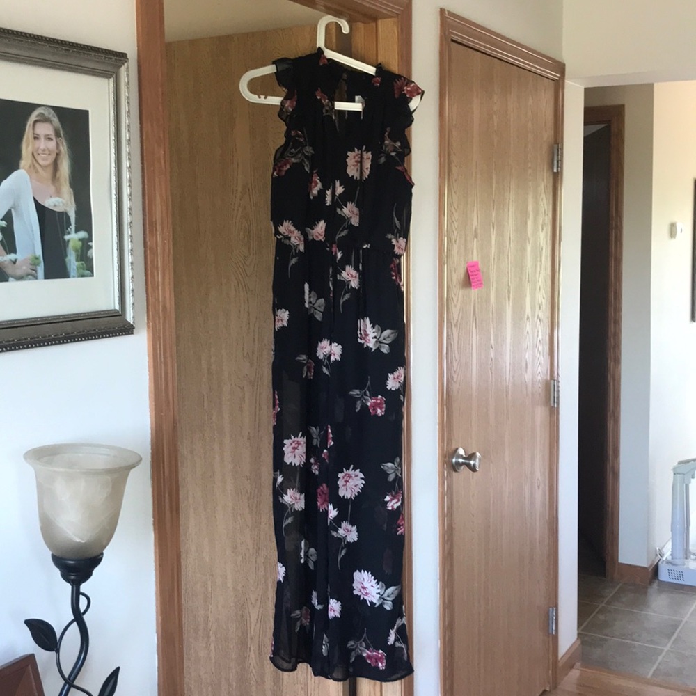 Black floral jumpsuit